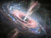 Illustration d'une galaxie lointaine avec un quasar actif en son centre. (Source de l'image : Nasa, ESA et J. Olmsted - STScI)
