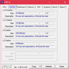 Lenovo ThinkPad X1 Extreme - CPU-Z : cache.