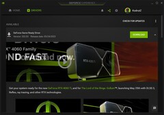 Nvidia GeForce Game Ready Driver 532.03 notification dans GeForce Experience (Source : Own)