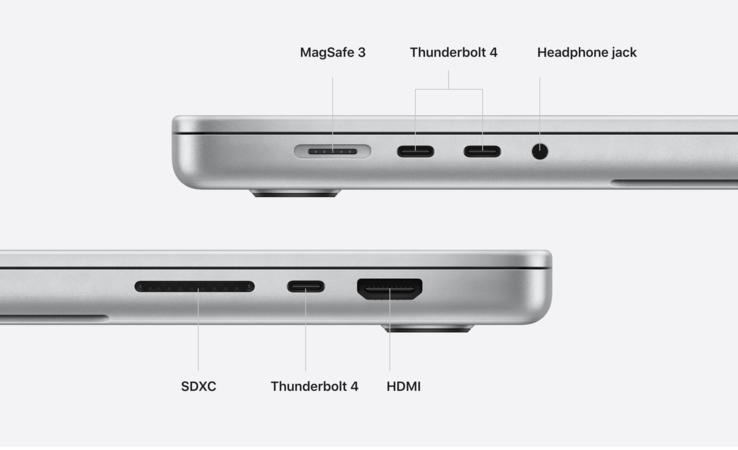 Apple Les nouveaux modèles MacBook Pro sont dotés de trois ports Thunderbolt 4 alimentés par Intel. (Image : Apple)