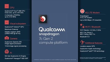 Snapdragon 7c Gen 2 - Caractéristiques. (Source : Qualcomm)