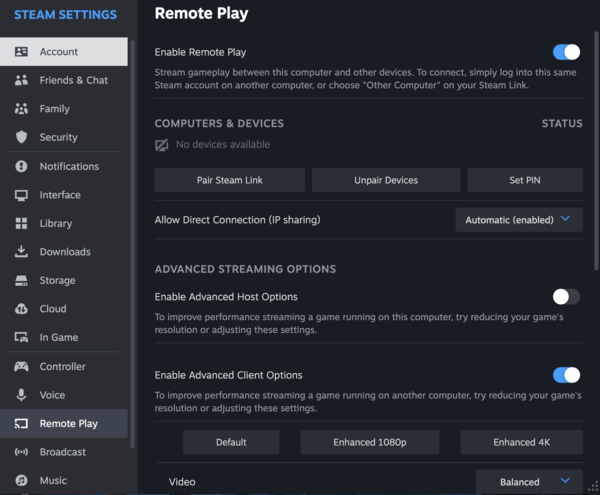 Aussi simple que d'appuyer sur un interrupteur, Steam Remote Play est la solution la plus facile à mettre en œuvre (Source : Notebookcheck)
