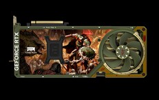 Un dessin de Doom : The Dark Ages figure sur la plaque arrière de la carte graphique. (Source de l'image : Asus/Bethesda)