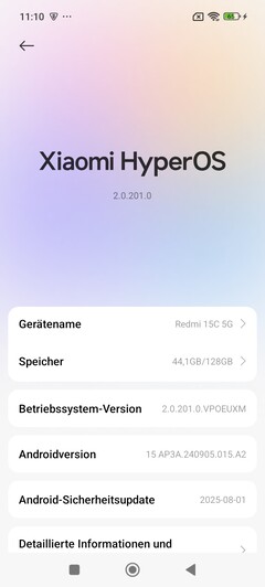 Logiciel : Xiaomi Redmi 15C