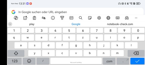 Clavier du navigateur Chrome installé en format paysage