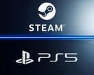 Bannière avec les logos Steam et PS5 (Source d'image : Steam, Sony PlayStation avec modifications)