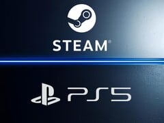 Bannière avec les logos Steam et PS5 (Source d&#039;image : Steam, Sony PlayStation avec modifications)