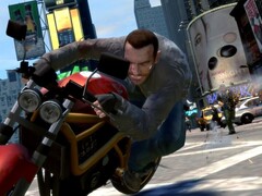 Une image de GTA IV, montrant Niko Bellic sur une moto rouge. (Source de l'image : Steam) 