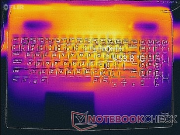 Alienware m15 - Relevé thermique : sollicitations maximales (au-dessus).