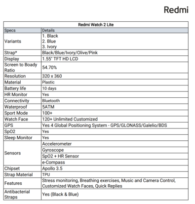 Redmi Watch 2 Lite. (Image Source : Redmi)
