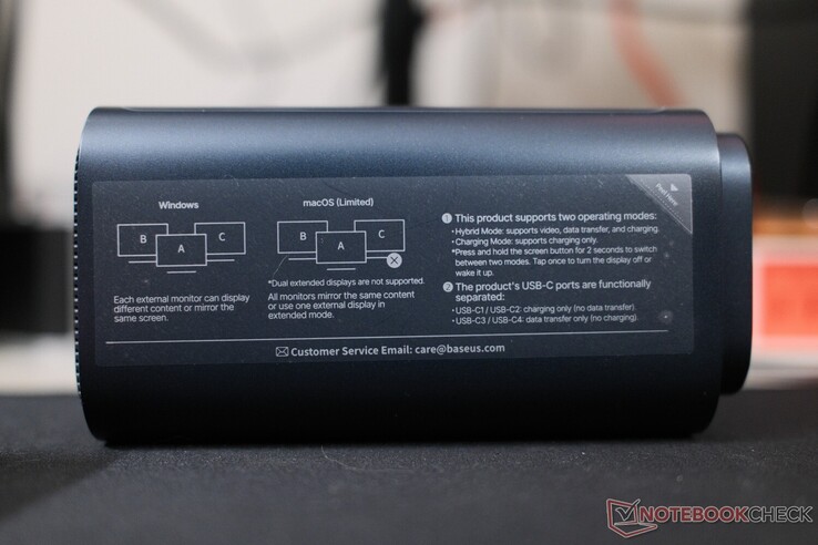 Les exceptions spécifiques aux écrans HDMI sous macOS sont indiquées sur le côté de la station d'accueil.