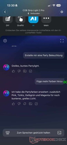 Le bot IA Lighting répond aux saisies textuelles et à la parole.