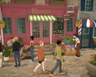 Les Parafolks explorent une place de la ville dans la version Early Access de Paralives.