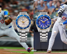 Sur la photo, les Seiko Prospex SBDC222 et SBDC224 sont associées à deux photos de Shohei Ohtani.