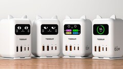 La station de charge USB Tessan CS07 65W affiche un visage de chat animé pendant la charge.