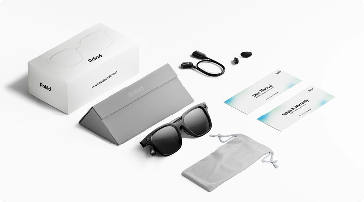 Tous les éléments contenus dans le coffret des lunettes Rokid AI Glasses Style
