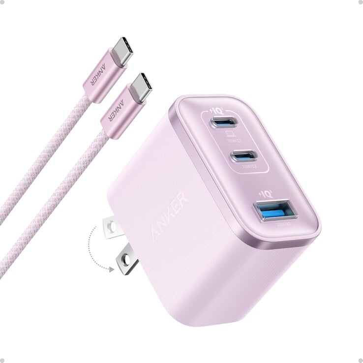 La version américaine du chargeur Anker Nano (70W, 3 ports) en rose (Image source : Anker)
