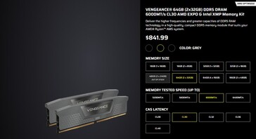 Corsair Vengeance 64GB DDR5 RAM kit prix précédent. (Source de l'image : web.archive)