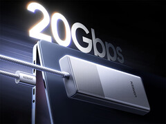 La version 10Gbps du boîtier SSD coûte 29,99 $. Sur la photo : une image promotionnelle mettant en avant le débit de transfert de 20Gbps de l’autre modèle.