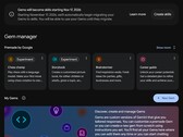 Capture d’écran du gestionnaire de Gems de Gemini affichant l’avis concernant la transformation des Gems en compétences