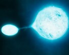 Illustration montrant une étoile à neutrons et une autre étoile.