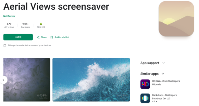 L'application Aerial Screensaver pour Android TV donne à votre appareil le même écran de veille qu'un téléviseur Apple, mais peut également être utilisée pour extraire des images et des vidéos directement d'un NAS (Source d'image : AerialViews / Google Play)