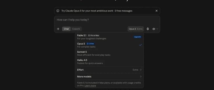 Claude Opus 5 est disponible pour les comptes gratuits, mais avec une limite de 3 messages seulement