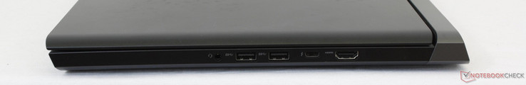 Côté droit : combo audio 3,5 mm, 2 USB 3.1, USB C + Thunderbolt 3, HDMI 2.0.