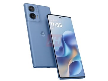 Image non officielle d'une des variantes bleues du Moto G96. (Source de l'image : Android Headlines)