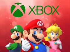 Mario et d&#039;autres personnages de Nintendo sous le logo Xbox (Image source : Nintendo of America, Xbox gaming with edits)