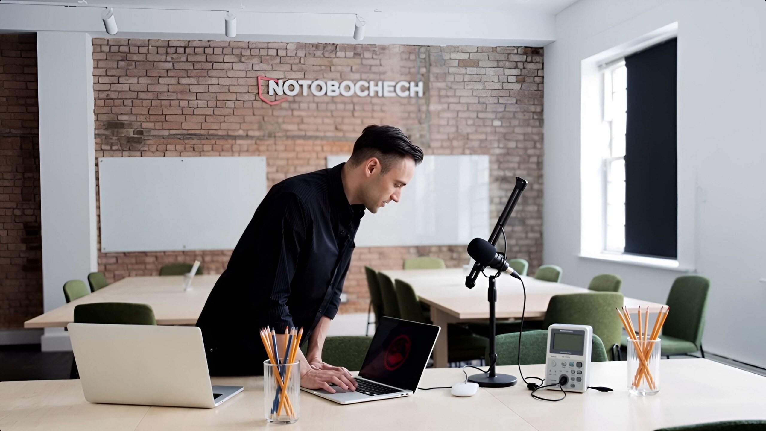 Notre auteur dans un bureau fictif de Notebookcheck (source de l&#039;image : générée par Vidu.com)