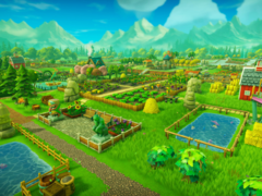 Farm Together 2 propose de nouvelles fonctionnalités telles que la terraformation, la construction de villes et une automatisation améliorée. Photo - Capture d'écran aérienne d'une ferme verte du jeu. (Source de l'image : Steam)