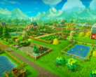 Farm Together 2 propose de nouvelles fonctionnalités telles que la terraformation, la construction de villes et une automatisation améliorée. Photo - Capture d'écran aérienne d'une ferme verte du jeu. (Source de l'image : Steam)