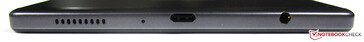 Bas : 3.Prise jack 5 mm, USB-C 2.0, haut-parleur