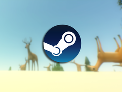 Capture d'écran du jeu avec le logo Steam superposé.