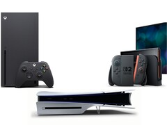 La Xbox Series X, la PS5 Slim Disc Edition de Sony et la Nintendo Switch 2 en photo