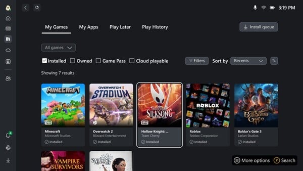 L'expérience Xbox en plein écran apportera une nouvelle interface spécialement conçue pour les consoles de jeu. (Source de l'image : Microsoft)