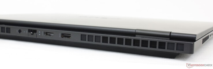 À l'arrière : Adaptateur secteur, Gigabit RJ-45, HDMI 2.1, USB-A (5 Gbps)