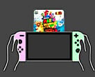 Nintendo Switch en main avec la carte de jeu virtuelle Super Mario 3D World affichée.