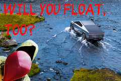 Le Cybertruck de Tesla peut en effet flotter en mode Wade. (Source de l'image : Unsplash/Tesla - édité)