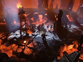Image montrant un combat contre un géant de feu dans Age of Wonders 4.