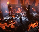 Image montrant un combat contre un géant de feu dans Age of Wonders 4.