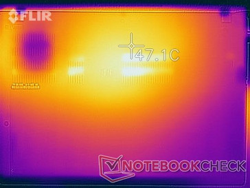 ThinkPad T480s - Chauffe après environ 1h de boucle Cinebench Multi (au-dessous).