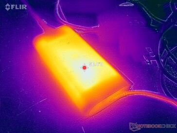 L'adaptateur CA atteint plus de 50°C en cas d'utilisation de charges exigeantes