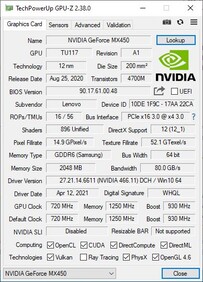 Lenovo ThinkPad T15 Gen2 - GPUz