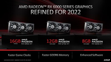 Gamme de produits AMD RDNA 2 RX 6000 XT rafraîchie pour 2022. (Source : AMD)