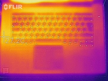 Lenovo ThinkPad X1 Extreme - Relevé thermique : au ralenti (au-dessus).