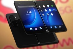 Le Microsoft Surface Duo 2 est doté de deux panneaux AMOLED et d'une configuration à trois caméras à l'arrière. (Image source : Microsoft/Qualcomm - édité)