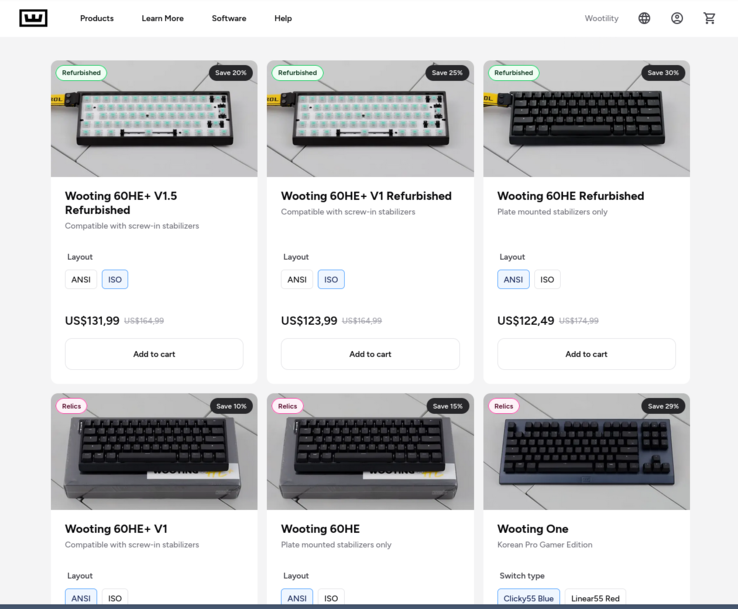 Exemples de magasins Respawn de Wooting. (Source de l'image : Wooting)