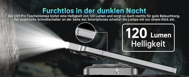 Une lampe de poche est installée. (Source de l'image : Oukitel)
